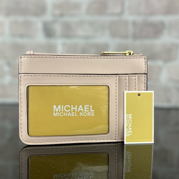 MICHAEL KORS JET SET TRAVEL LEATHER SMALL COINPOUCH CARD WALLET BAG $188 Blush - Picture 3 of 6